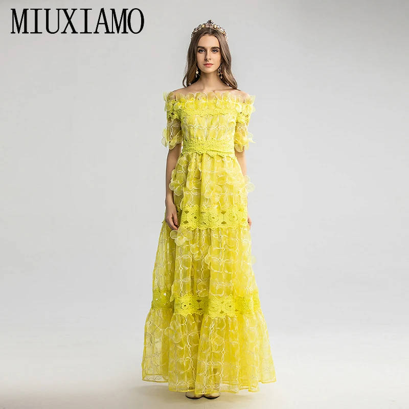 Discount Cheap lw0LY MIUXIMAO 2020 Spring Half Sleeve Dress Fashion Runway 3D Floral Lace Vintage Elegant Long Dress Women vestidos Cake Maxi Dress Discount Cheap lw0LY MIUXIMAO 2020 Spring Half Sleeve Dress Fashion Runway 3D Floral Lace Vintage Elegant Long Dress Women vestidos Cake Maxi Dress