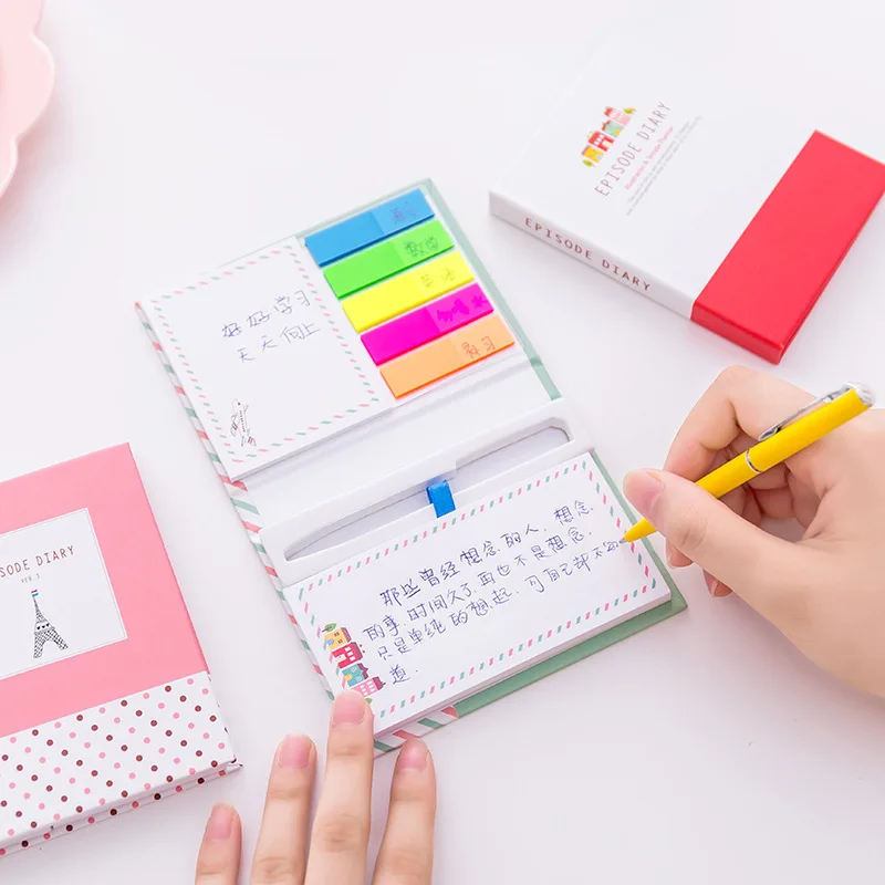 Японские корейские наборы канцтоваров хипстерский блок самоклеящейся бумаги для записей многоцветные наклейки для ноутбука креативный Жесткий Чехол для ноутбука wi