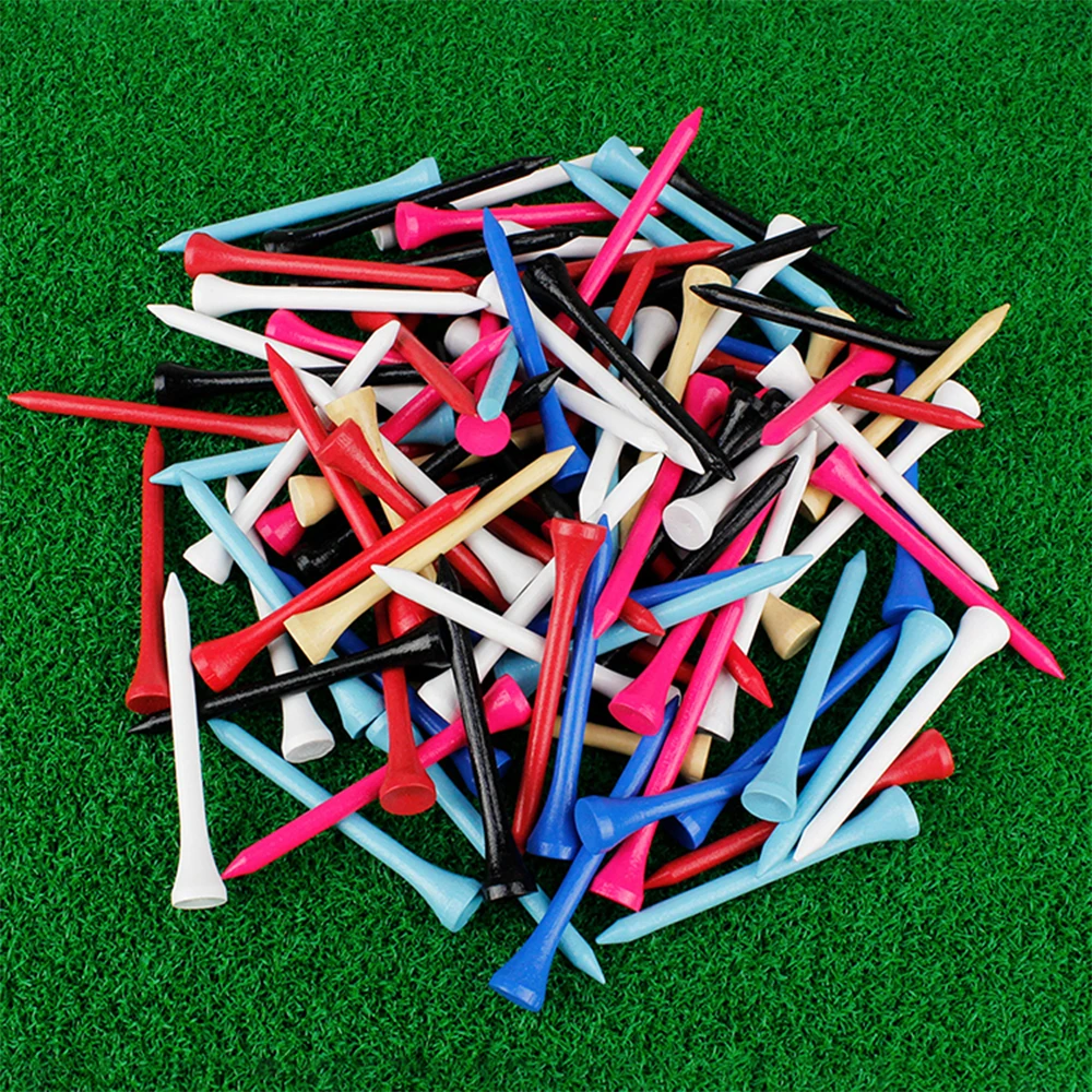 100 Pieces Color Golf Tees Bamboo Wood 70MM Supplies Accessories 2