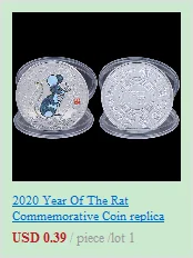 1 шт. памятная монета в виде года крысы, сувенир в виде китайского зодиака, репродукция, коллекционная железная монета с красной сумкой