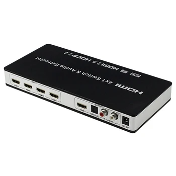 

HDMI 2.0 Switch 4X1 HDMI Switcher Converter 4 in 1 Out Audio Extractor Toslink/SPDIF RCA 4Kx2K@60Hz HDCP2.2 7.1CH EU Plug