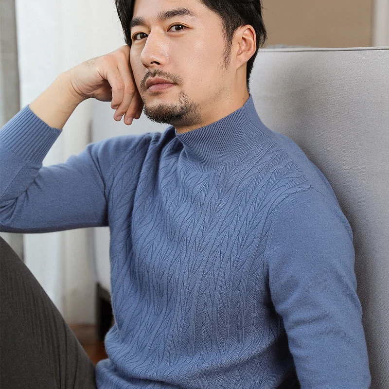 

Sweater Man 100% Goat Cashmere Knitted Winter Warm Pullovers o-neck Long Sleeve Standard Sweaters Male Jumper 8Colors Tops