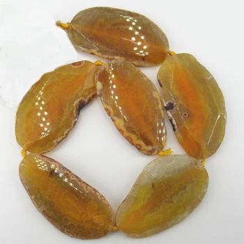 

16" 32x58mm-36x64mm Yellow Faceted Grain Rough Agate Geode Druzy Freeform Slab Nugget Gems Stone Loose Beads Jewelry DIY