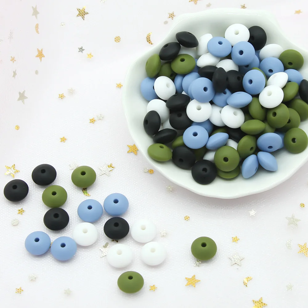 

Cute-Idea 12mm 1000pcs silicone lentil beads teether safe pacifier nursing accessories chain soft baby product teething BPA free