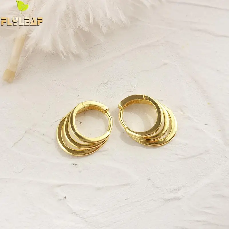 Flyleaf геометрический многослойный Круг 18k золотой обруч серьги для женщин 100% 925