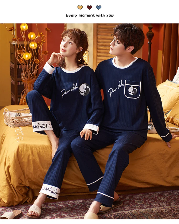 men's loungewear sets Oversized Long Sleeve Long Pants 2-piece Couple Winter Pajamas Sets Kawaii Smiling Shiba Inu Cartoon Men Women Cotton Home Suits silk sleepwear