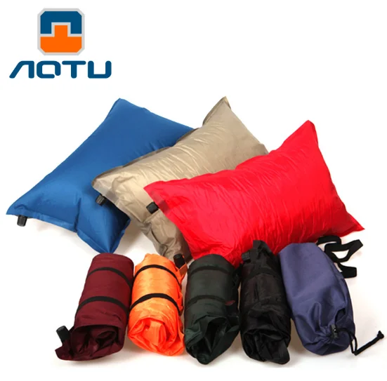 

Portable Pillow Travel Air Cushion Inflatable Double Sided Flocking Cushion Camp Beach Car Plane Hotel Head Rest Bed Sleep