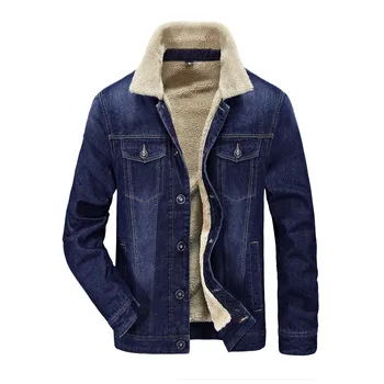 

Men Add Wool Upset Casual Winter Patchwork Long Sleeve Jean jacket Coat Mens Jean Jackets Outwear Male Cowboy Plus Size Y12.9