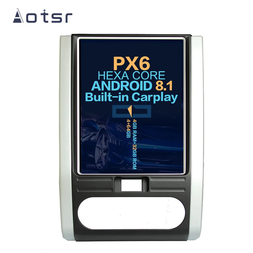 Aotsr Tesla 10," Android 8,1 вертикальный экран автомобильный DVD мультимедийный плеер gps навигация для NISSAN X-TRAIL 2007- carplay