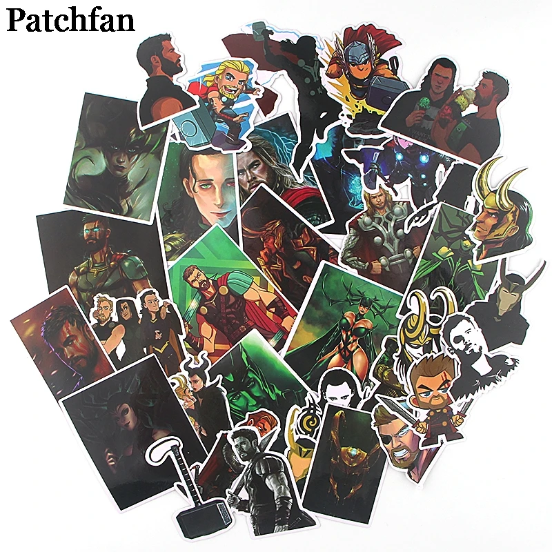 Patchfan 37 шт. Тор с изображениями супергероев панк водостойкие временные наклейки пакет для DIY альбом для скрапбукинга наклейка на ноутбук, стену значки A2298