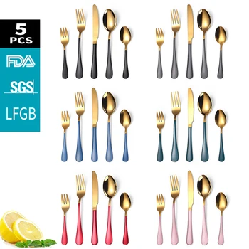 

New 30pcs Knife Fork Spoon Dinnerware Set 410 Stainless Steel Tableware Set Knife Fork Spoon Flatware Sets Cutlery Tableware Set