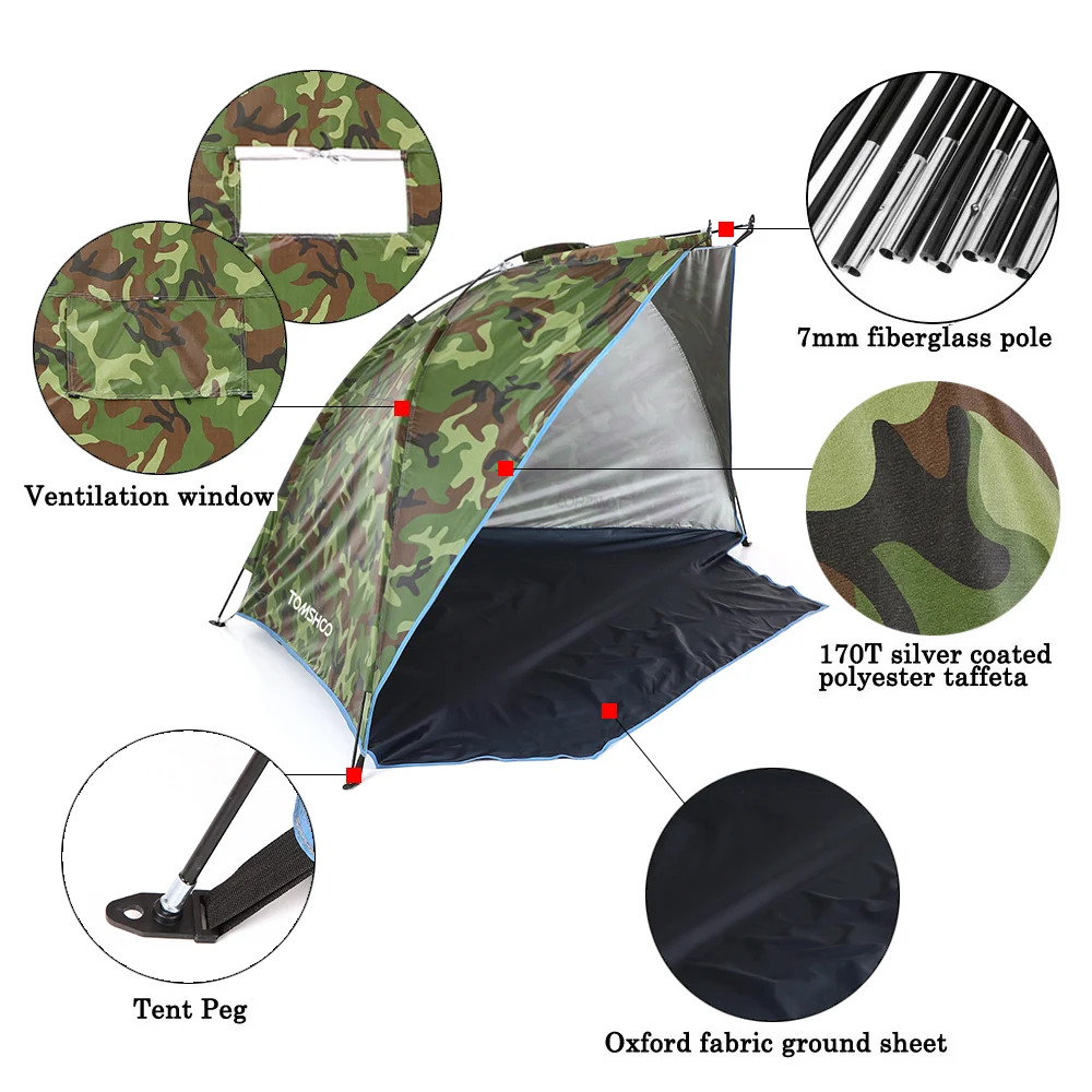TOMSHOO Ultralight Camping Tent OutdoorBarraca Sports Sunshade Tent for Fishing Picnic Beach Park Barraca Anti-mosquito Tents