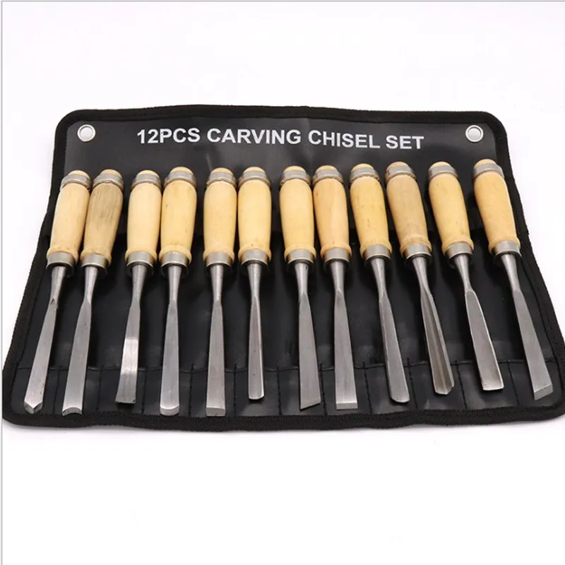 

12-piece Woodworking Carving Knife Wood Carving Knife Root Carving Wood Carving Flower Chisel Manual Hand Carving Knife Tool Se