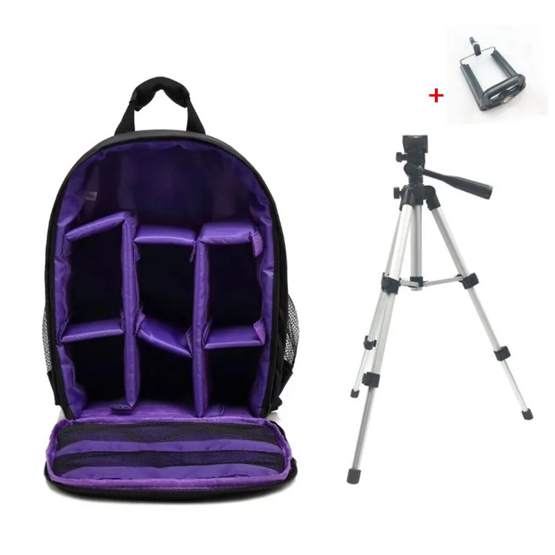Purple with Tripod Водонепроницаемая сумка для цифровой зеркальной фотокамеры Рюкзак для видеокамеры Mochila Fotografia двойные сумки на плечо для Nikon Canon - Цвет: Purple with Tripod