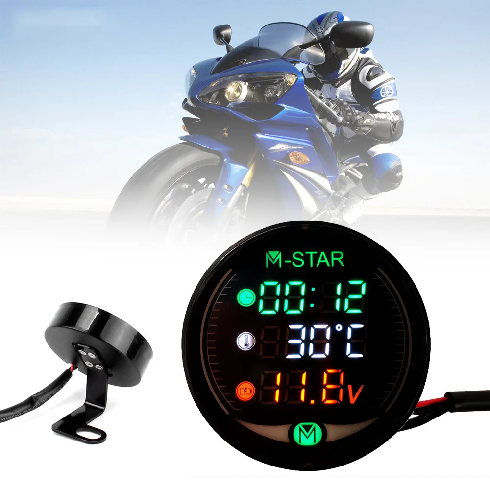 LED 3-in-1 Motorcycle Meter 12V Waterproof Time Temperature Voltage Display Table For Honda XR125 CRM250R CRF250 M L 1000L RC51 |