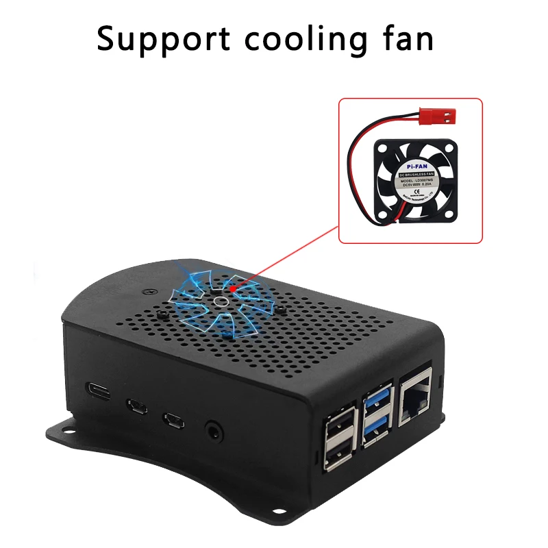 Raspberry Pi 4 Модель B алюминиевый чехол металлический корпус с подвесным кронштейном с охлаждающим вентилятором отвертка для Raspberry Pi 4