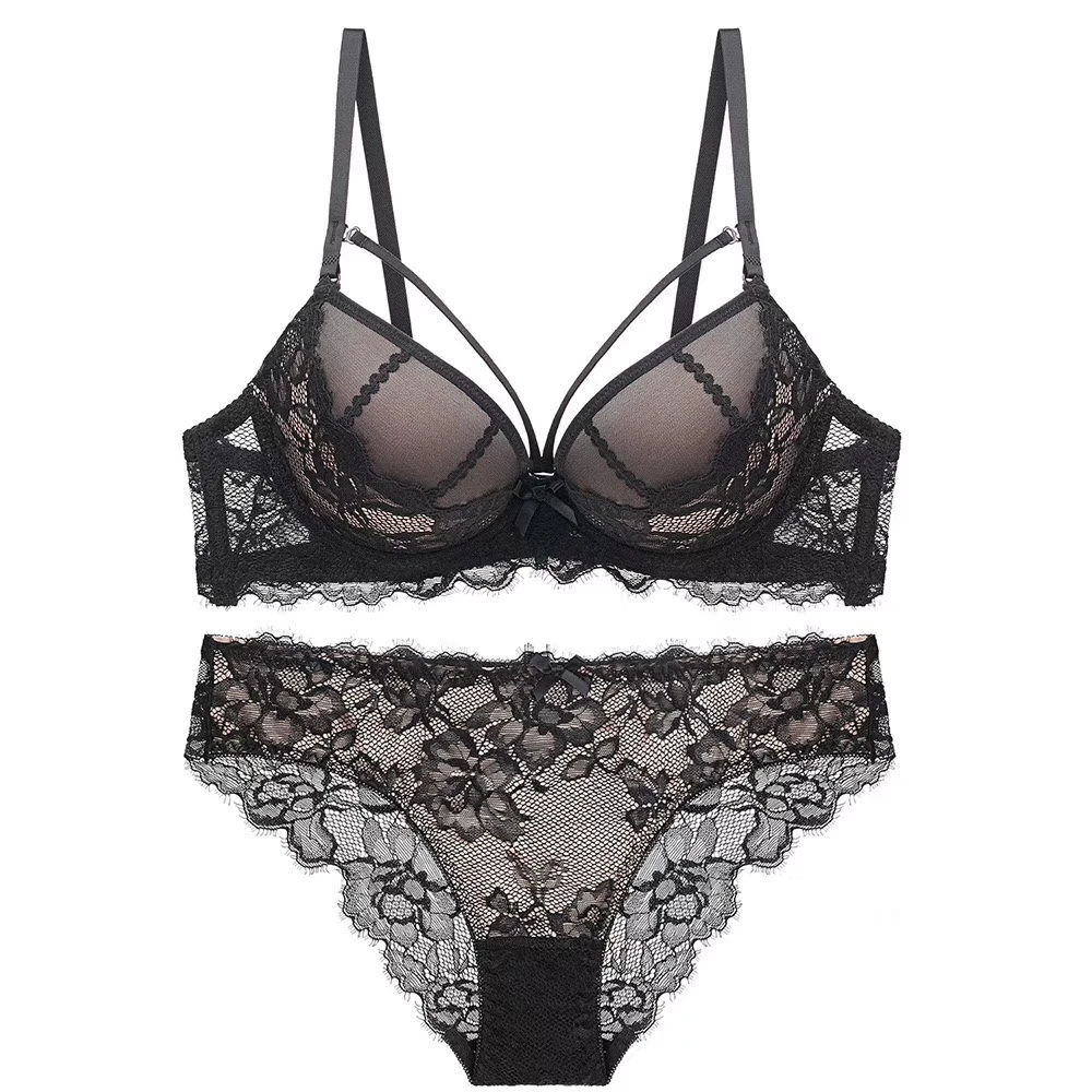 Bras Sets Sexy Lace Lingerie Set Deep V Gather Comfortable Underwear Bra  Thin From Yosunl, $46.31