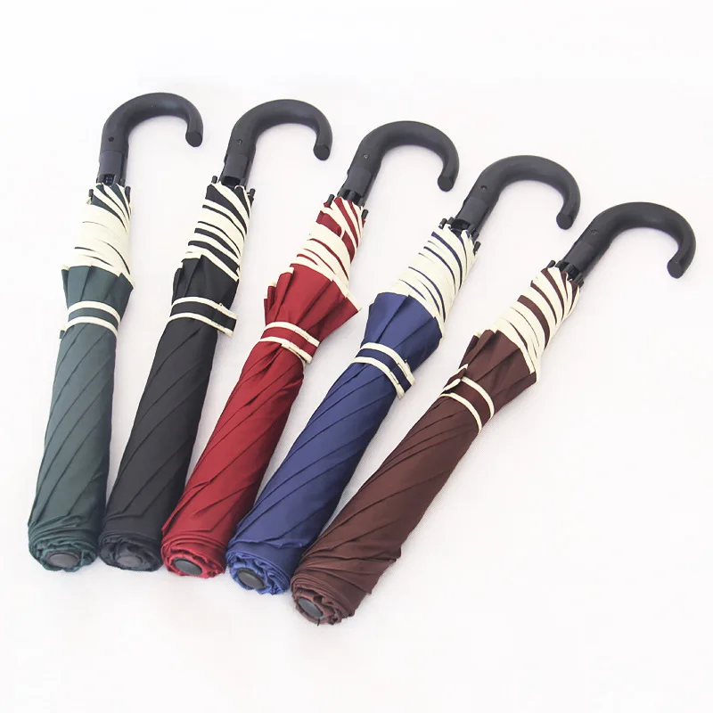 

Automatic Umbrella Two Fold Curved Handle College Style All-Weather Umbrella Customizable Printed Logo Folding Umbrella Advertis