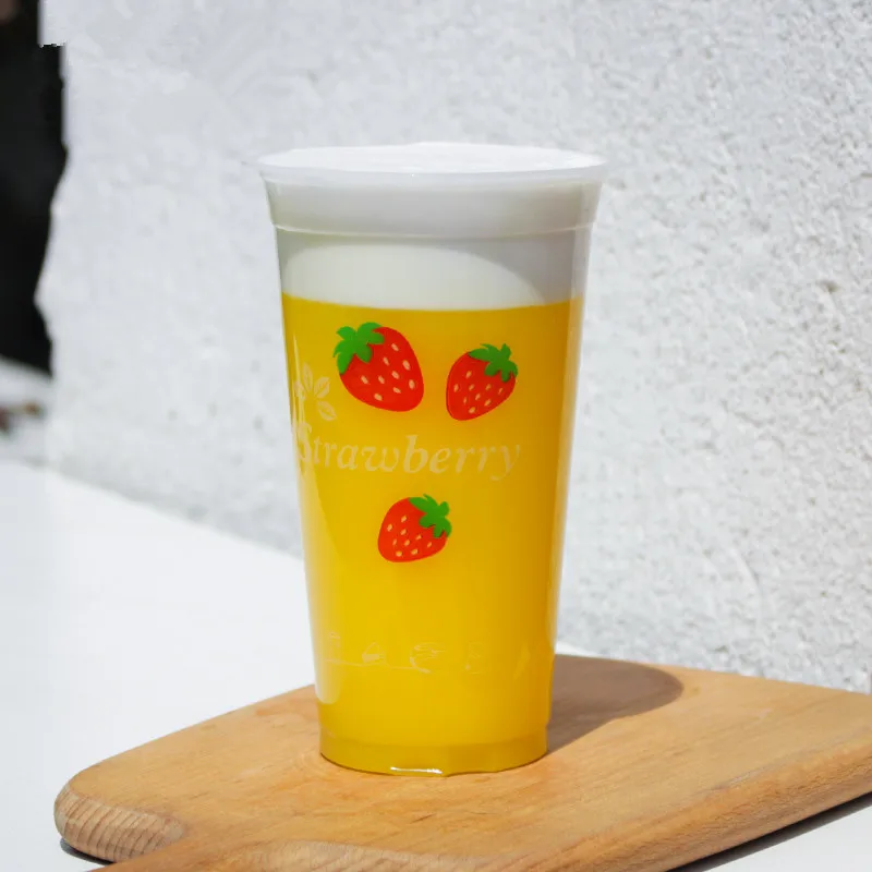 50pcs High Quality Strawberry Cup Transparent Plastic Cup