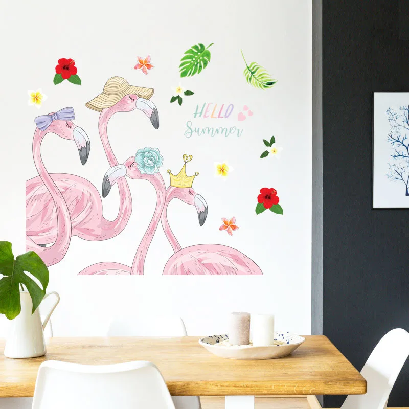 Hello Summer Dormitory украшение для девичьей комнаты Фламинго розовая Наклейка на стену s