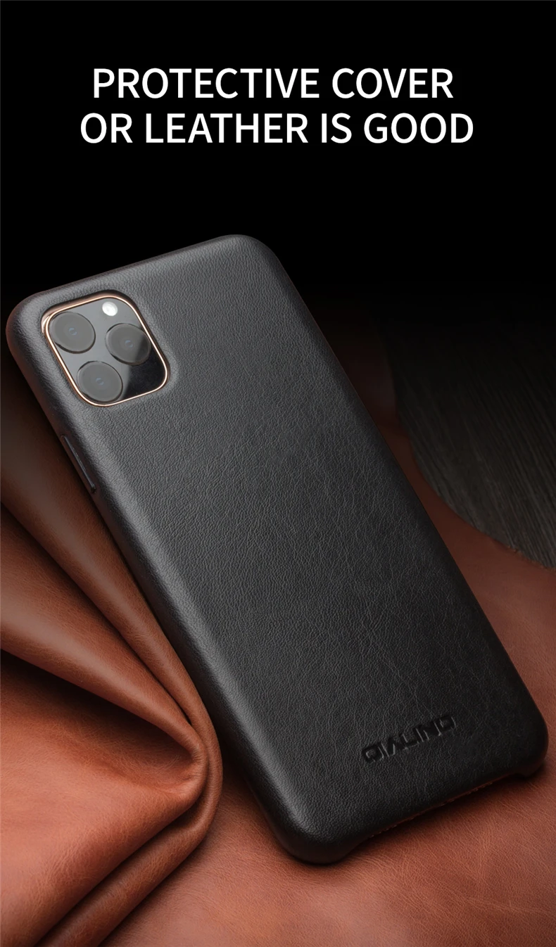 QIALINO, тонкий чехол для телефона из натуральной кожи для iPhone 11/11 Pro, модная Антидетонационная задняя крышка ручной работы для iPhone 11 Pro Max