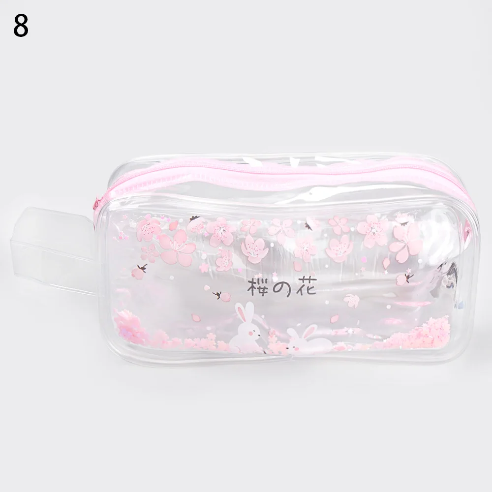 New Transparent Cosmetic Bag Cute Colorful PVC Makeup Case Fashion Sequins Large Capacity Storage Bags Creative Make up Pouch - Цвет: 08