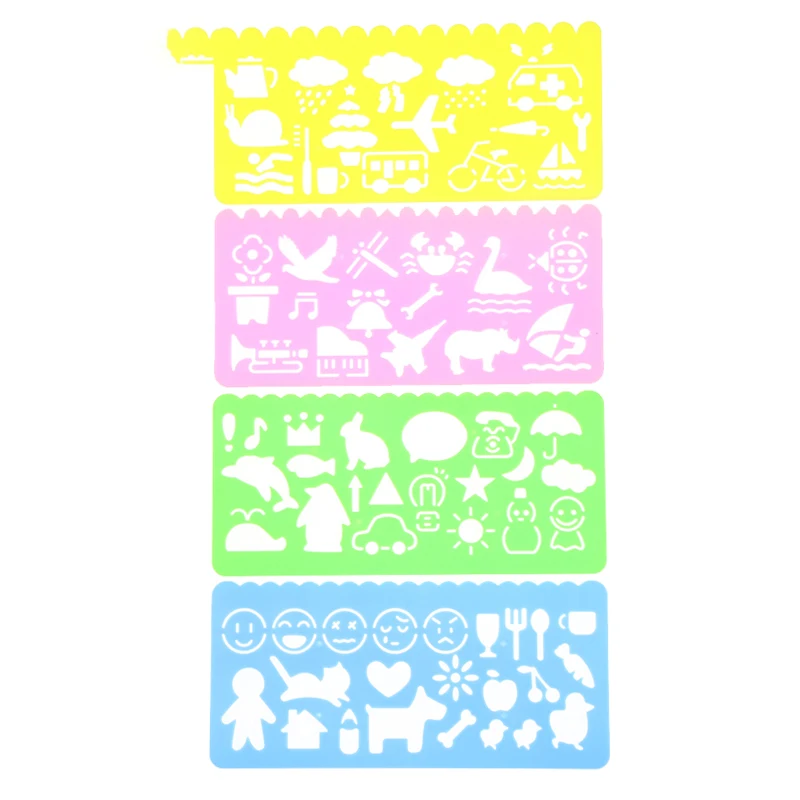 4pcs Korea Stationery Candy Color Ruler Oppssed Drawing Template | Канцтовары для офиса и дома