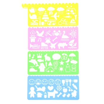 

4pcs Korea Stationery Candy Color Ruler Oppssed Drawing Template