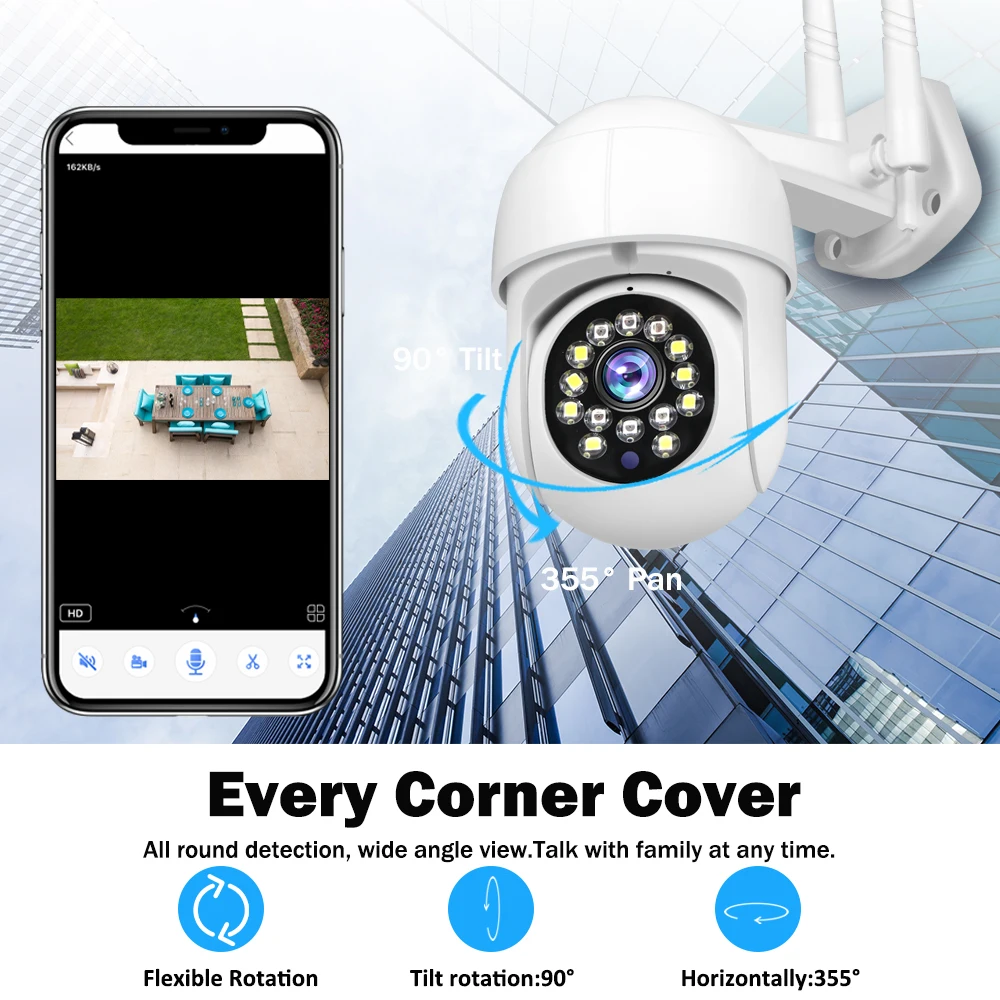 5MP Yoosee IP Camera WiFi 1080P HD  Wireless PTZ CCTV Security Outdoor Auto Tracking 4X Digital Zoom Mini Surveillance Camera