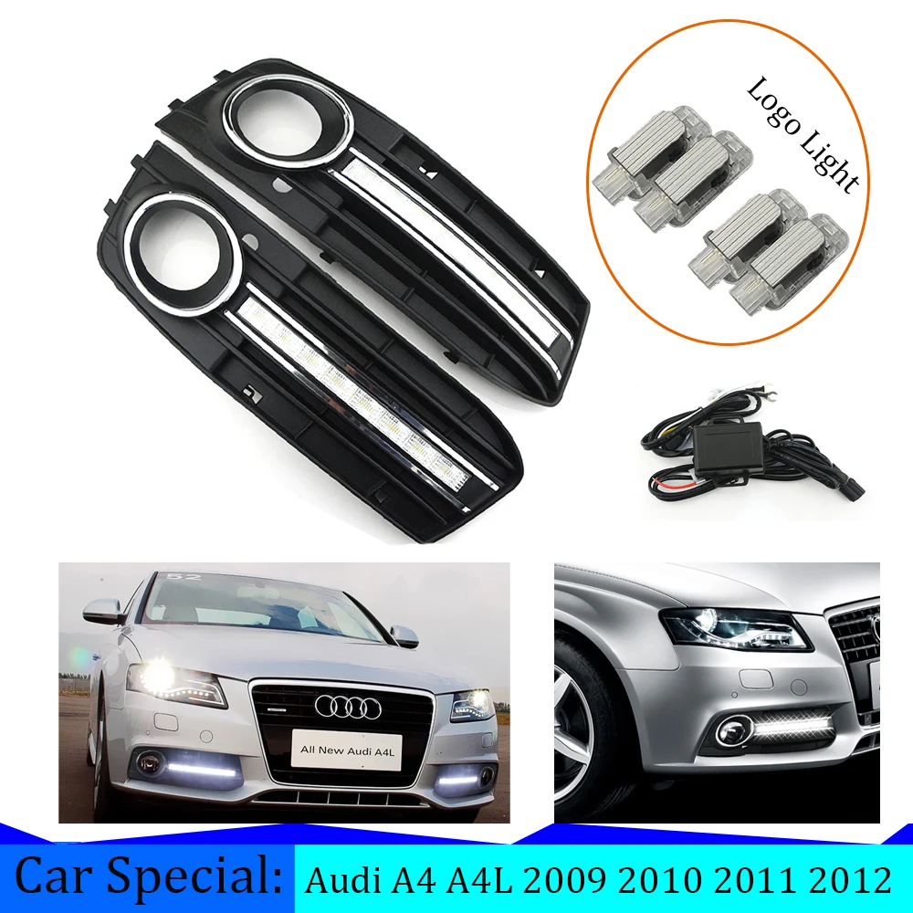 

1 Pair ECAHAYAKU Car LED DRL LED Daytime Running Lights Daylight for Audi A4 2009 2010 2011 2012 Fog Lamp Holes Cover