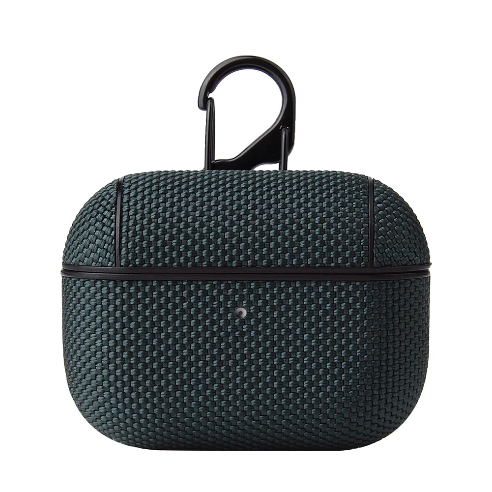 Drak Green Тканевый ТПУ чехол для наушников для AirPods Pro плетение анти-потеря противоударный чехол с металлической застежкой на крючок для Apple Air Pods 3 - Цвет: Drak Green