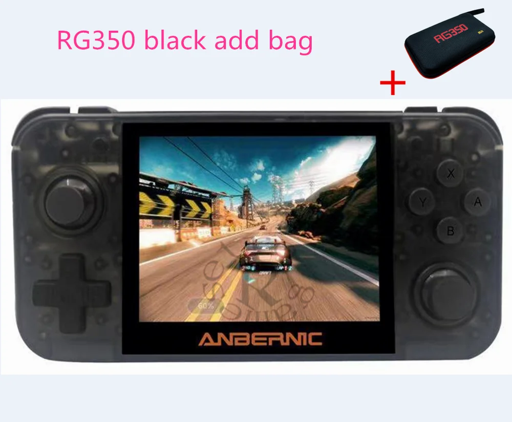 Новая игровая консоль RG350 в стиле ретро для psp, открытая система Linux, 3,5 дюймов, ips экран, 16 Гб памяти, 64 бит, портативная игровая консоль RG 350 - Цвет: black add bag