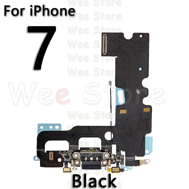 For iPhone 7 Black Высокое качество нижний USB зарядное устройство микрофонный порт док-станция зарядный гибкий кабель для iPhone 6 6s Plus 5 5S SE док-разъем гибкий - Цвет: For iPhone 7 Black