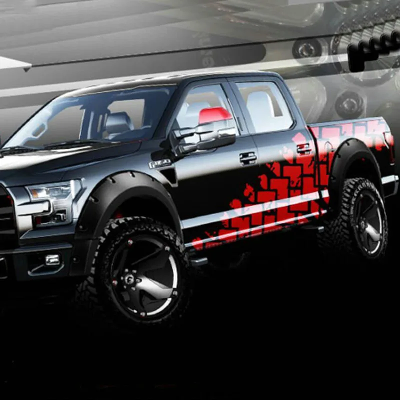 Sport Red Body Door Trunk Sticker Tire Footprint Decal Vinyl Graphics for Ford F150 F-150 2015-2019 | Автомобили и мотоциклы