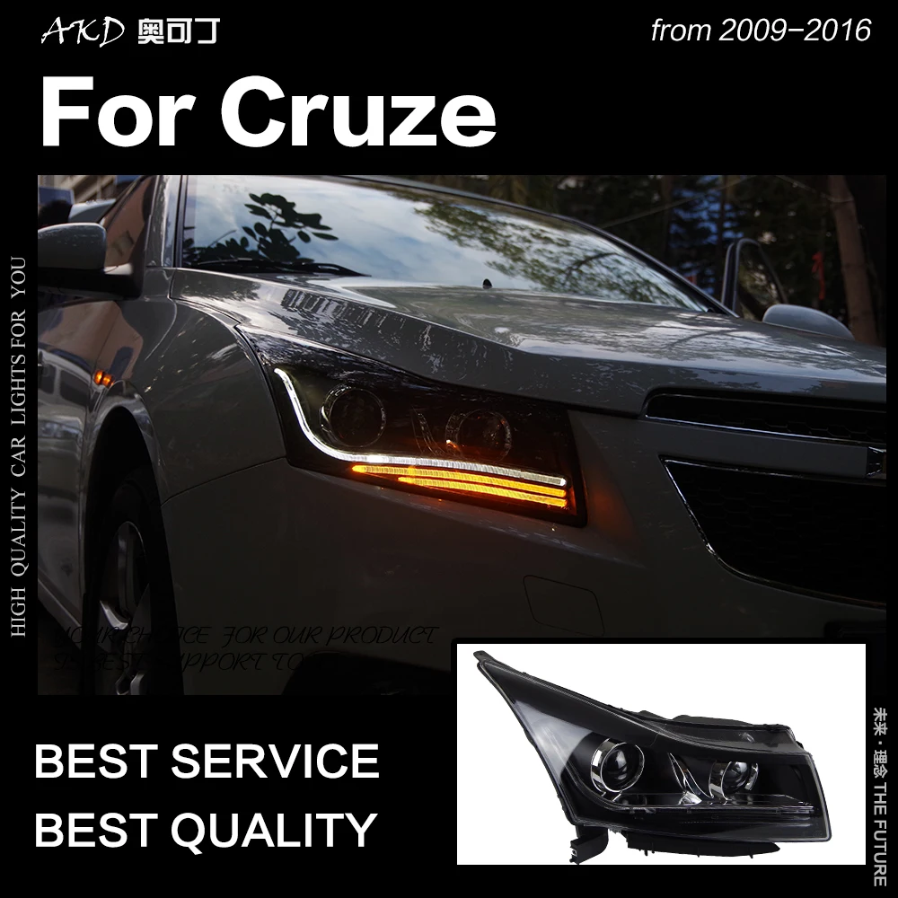 АКД стайлинга автомобилей Фара для Chevrolet Cruze светодиодные фары 2009 2016 с двойными