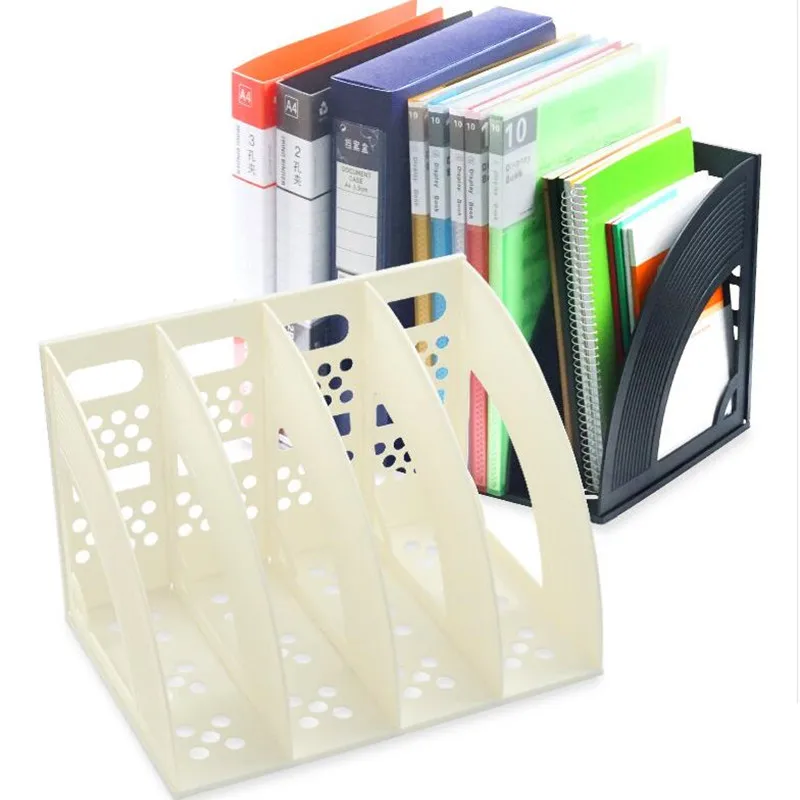

3/4 Sections Document Rack Plastic Bookshelf Book Stand Office A4 Paper Tray Magazine File Holder Organizer Rack School Supplies