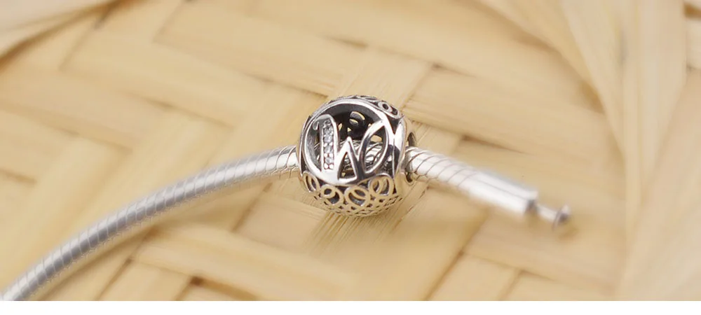 PDB ZZ 56 925 Sterling Silver Bracelet Charm Bracelet 925 silver 26 letters original Charm Beads