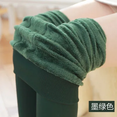 Популярные новые модные женские осенние и зимние эластичные и качественные плотные бархатные штаны теплые леггинсы 40-70 кг - Цвет: green