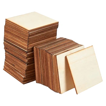 

Unfinished Wood Pieces-60-Pack 3X3 Inch Wooden Squares Cutout Tiles,Natural Craft Wood for Home Decoration,DIY Supplies
