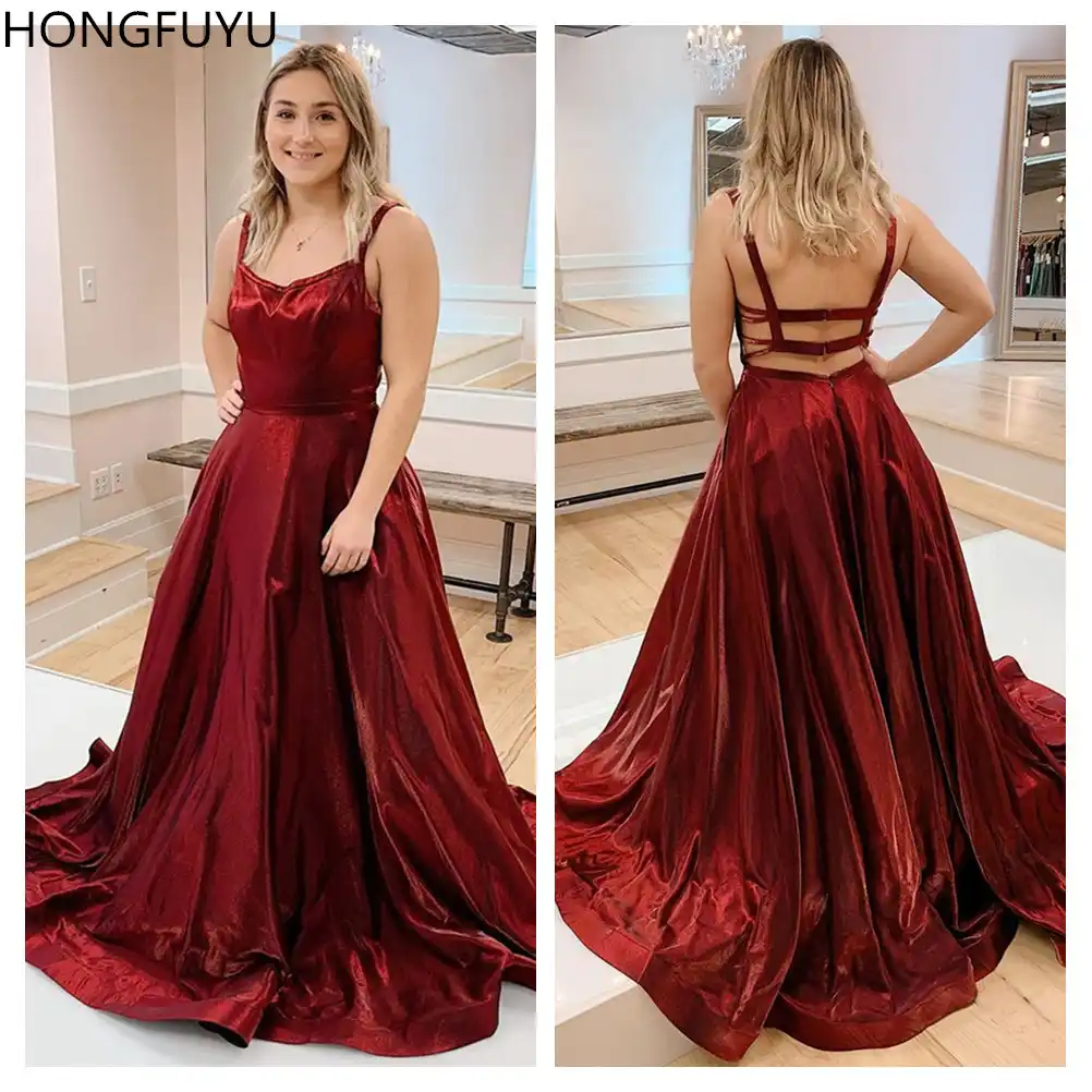 strappy open back prom dress