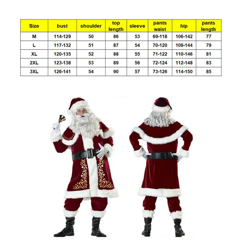 Christmas Dress Large Size Santa Claus Costume Cosplay Men Women Dress Christmas Men Women Cosplay Suit