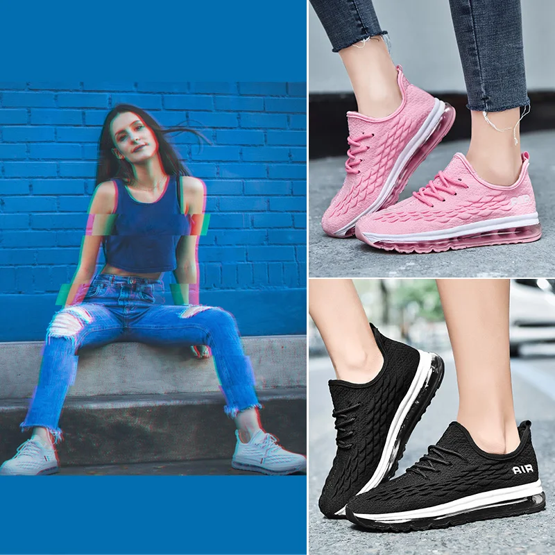 NIKEZI рыбий чешуя Женская Полная воздушная подушка Макс Студенческая Девушка