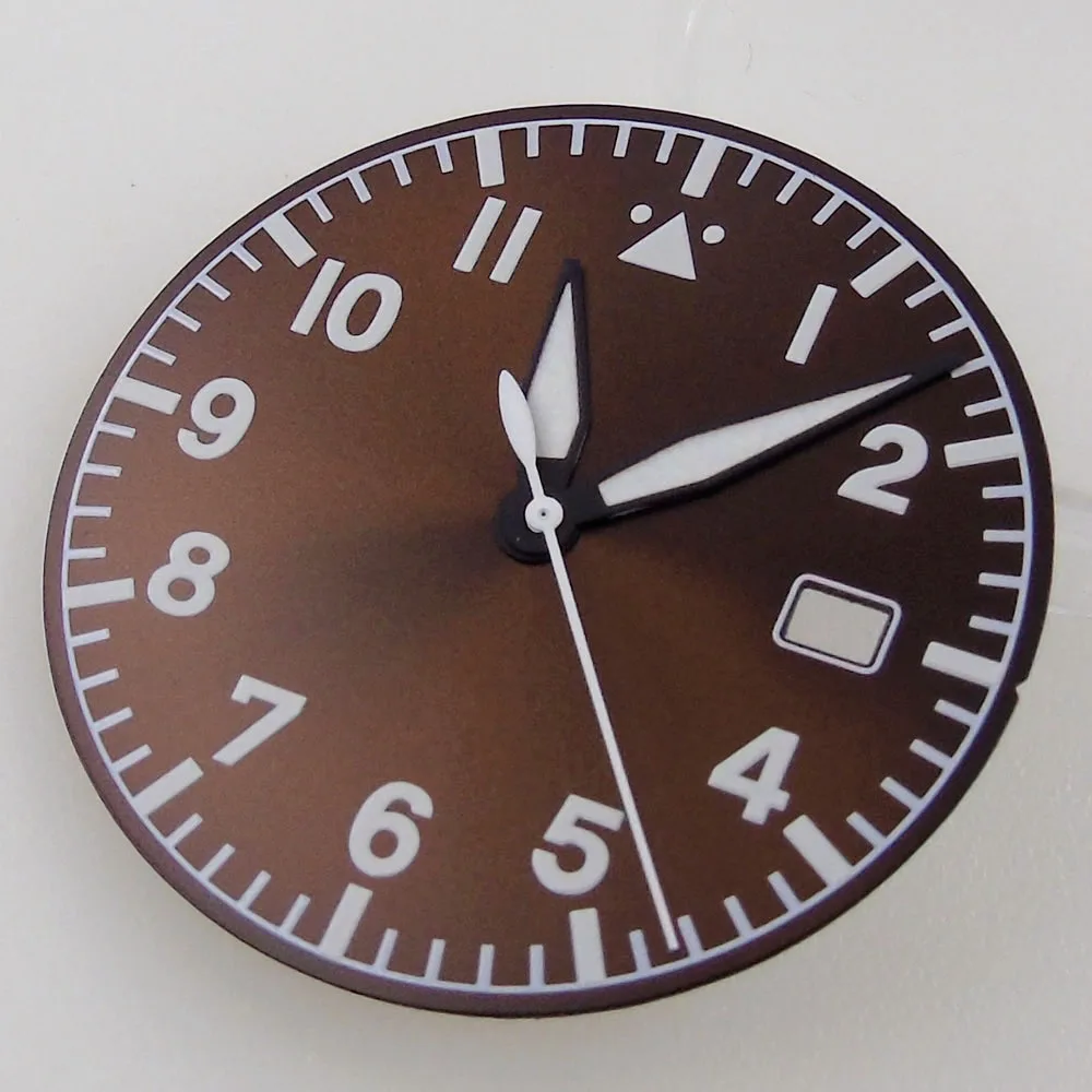 Pilot Watch Dial with Green Lume - 33.6mm, Available in Black, Blue, Green, and Coffee Colors