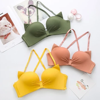 

Just A Bra, 4 Colors No Wire Comfortable Bras, Seamless Fashion Underwear, Intimate For Girls, Thin Pure Color Women Sexy Bralet