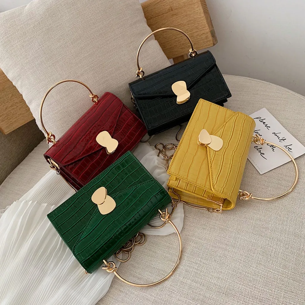 

Stone pattern PU Leather Crossbody Bags Women 2020 Mini Shoulder Messenger Bag Designer Women Metal Handle Shoulder Bagss