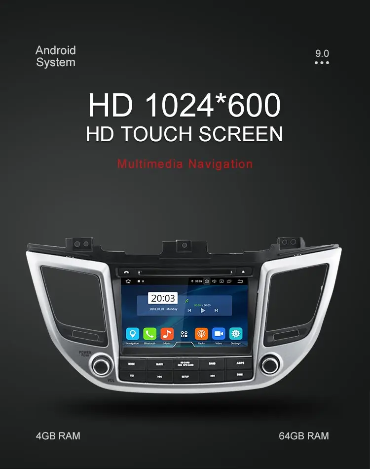 Besina Android 9,0 автомобильный dvd-плеер forHyundai Tucson/IX35 gps 2 Din Автомобильный Радио стерео Мультимедиа автоаудио wifi RDS