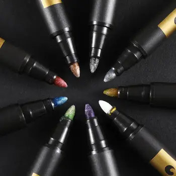 

10colors/box Colorful Metal Pen Waterproof Double Head Paint Markers Highlighter Permanent Pen Marking Stationery Writing L2Y1
