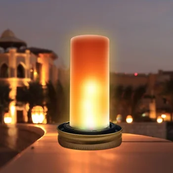 

4pcs 12LED Solar Mason Cover Lights Flame Lids Warm Light for Home Outdoor Decor Solar Fairy Cap Light with Handles