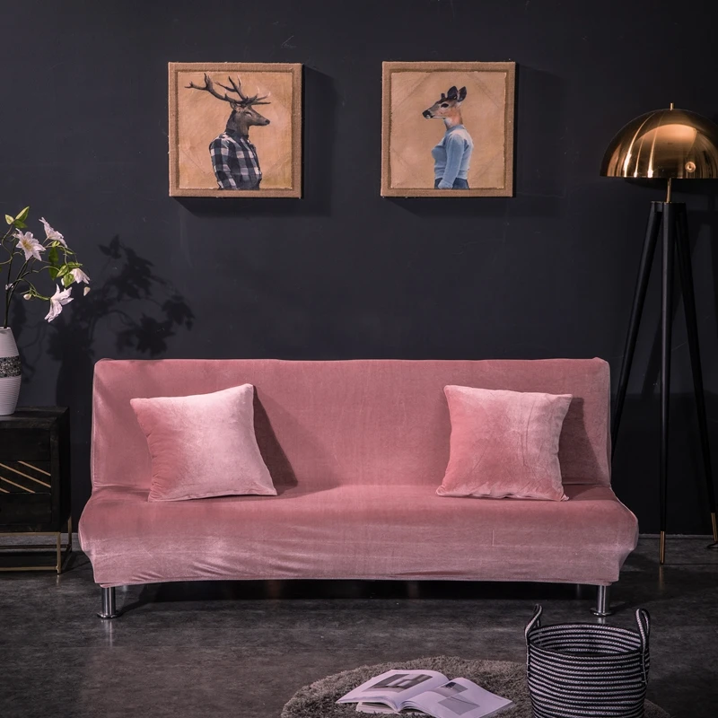 Pink Сплошной цвет, без рукавов, чехол для дивана, стрейч, для дивана, кровати, чехол, протектор, эластичный спандекс, современный, складной, для дивана, щит, футон, чехол - Цвет: Pink