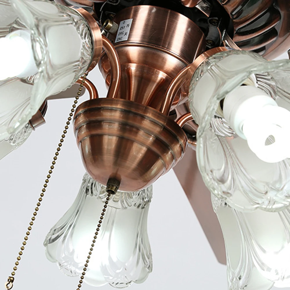 52 inch Iron Ceiling Fan lamp with Light Glass Lampshade Fan Led Home Decor Fixture 110V 220V European Style Dinning Room